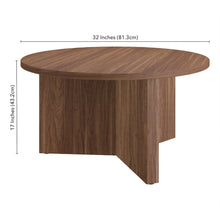 Anders 32" Wide Round Coffee Table in Satin Walnut