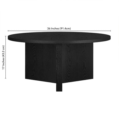Anders 36" Wide Round Coffee Table in Black Grain