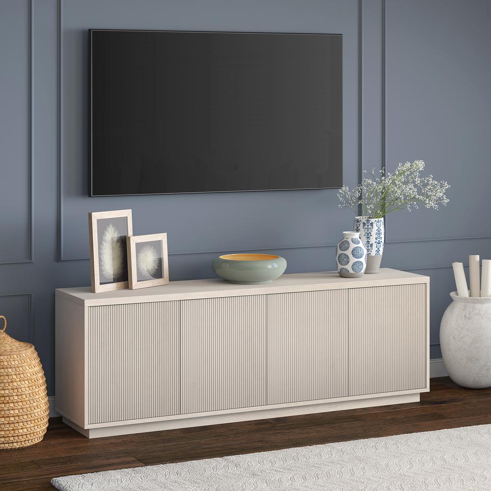 Hanson Rectangular TV Stand for TV's up to 70" in Alder White