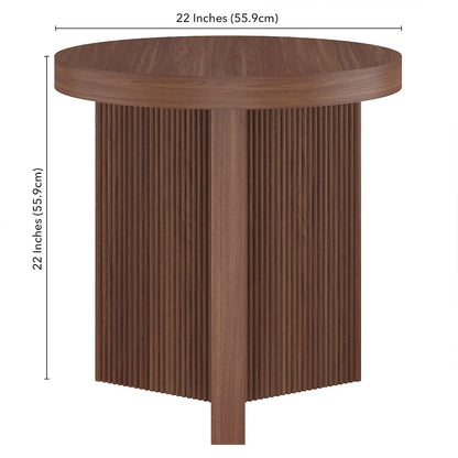 Henn&Hart 22'' Fluted Scandinavian Round End Table Ribbed Side Table, Nightstand