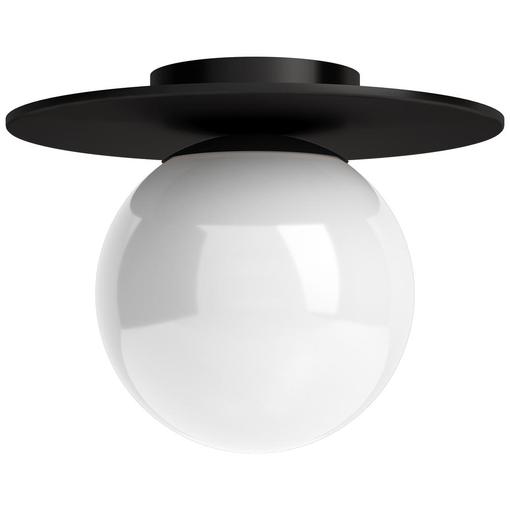 Amma 12" Wide Flush Mount with Glass Shade in Blackened Bronze/White