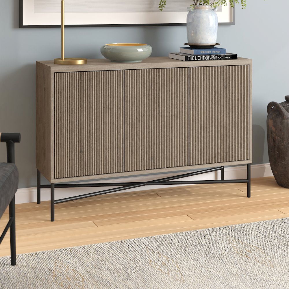 Brighton 48" Wide Rectangular Buffet Table in Antiqued Gray Oak