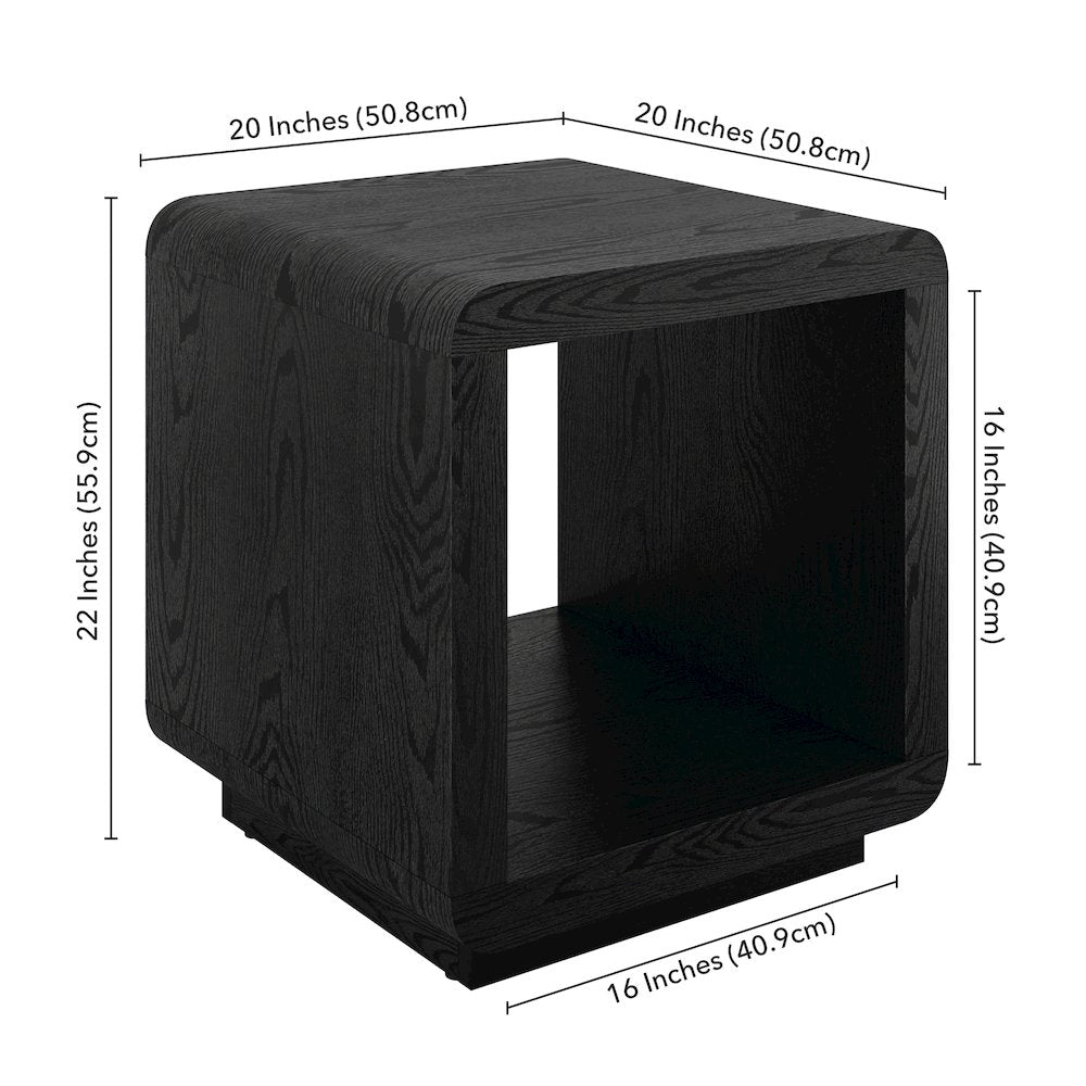 Henn&Hart 20" Modern Square End Table, Side Table, Nightstand with Plinth Base