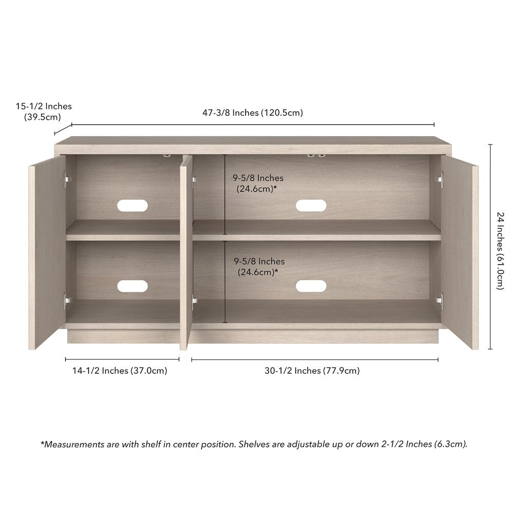 Hanson Rectangular TV Stand for TV's up to 50" in Alder White