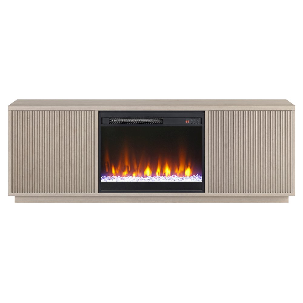 Rectangular TV Stand with 26" Crystal Fireplace for TV's up to 75" Alder White