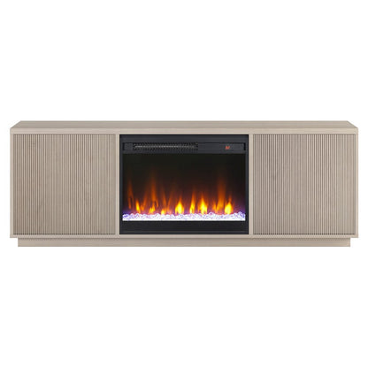 Rectangular TV Stand with 26" Crystal Fireplace for TV's up to 75" Alder White