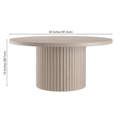 Rollan 32" Wide Round Coffee Table in Alder White