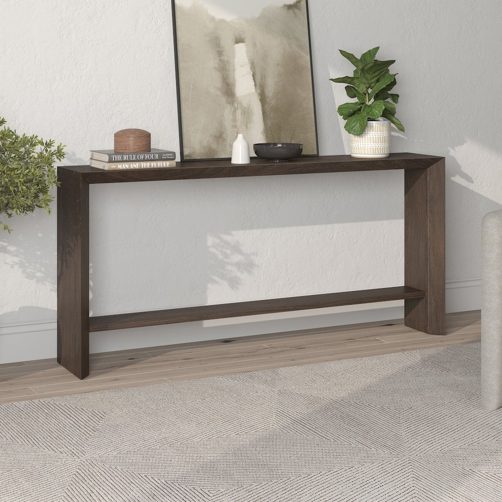 Osman 64" Wide Rectangular Console Table in Alder Brown
