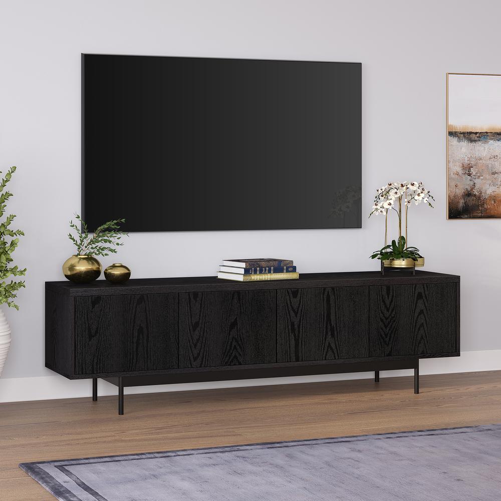 Abington Rectangular TV Stand for TV's up to 75" in Black Grain
