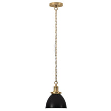 8" Wide Pendant with Metal Shade in Blackened Bronze/Brass/Blackened Bronze