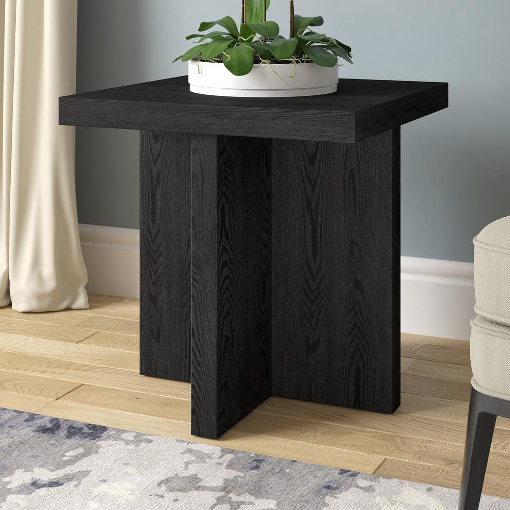 Elna 22" Wide Square Side Table in Black Grain