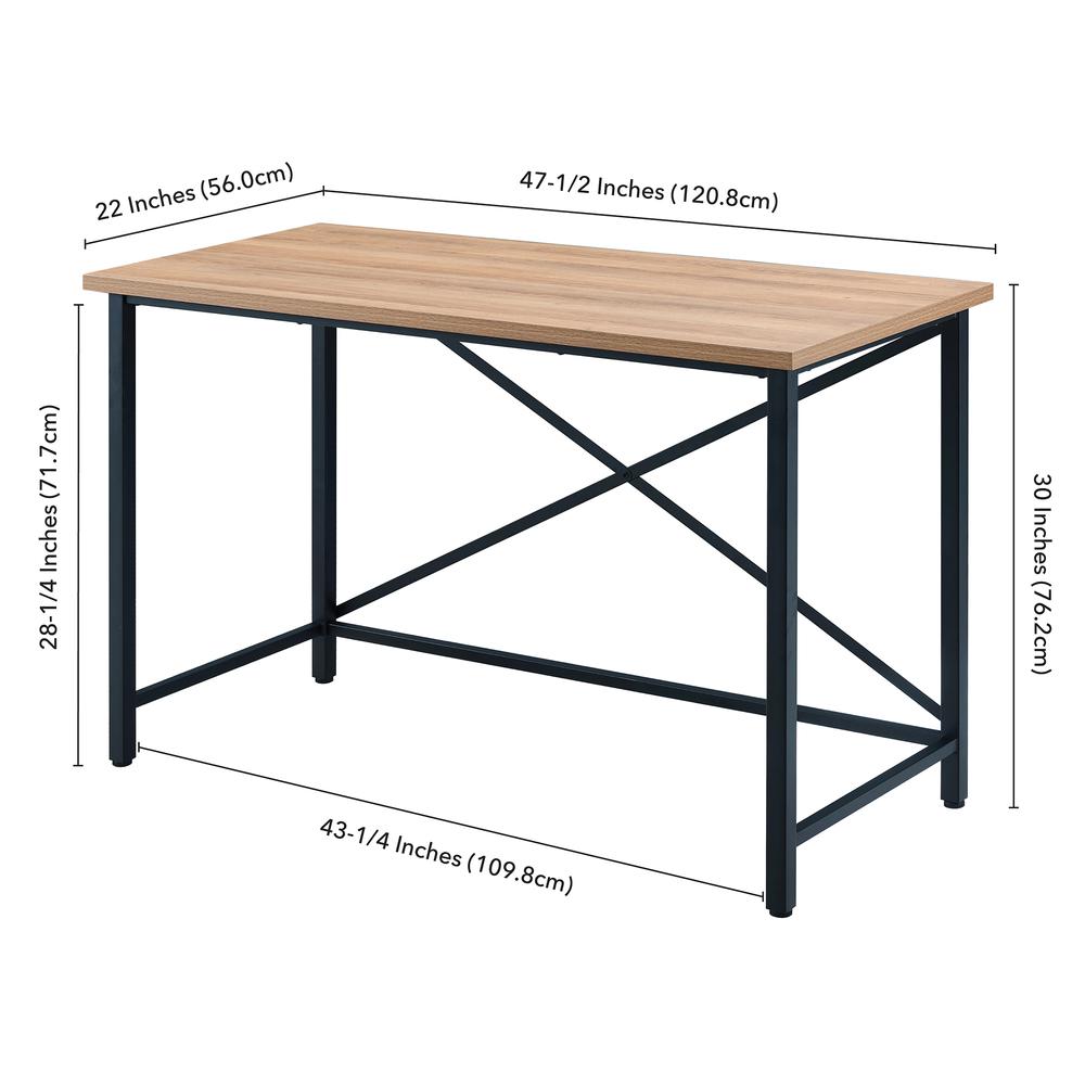 Martina Rectangular 47.5'' Wide Desk in Black/Golden Oak