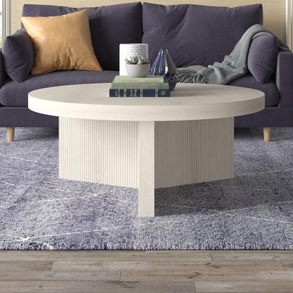 Holm 36" Wide Round Coffee Table in Alder White