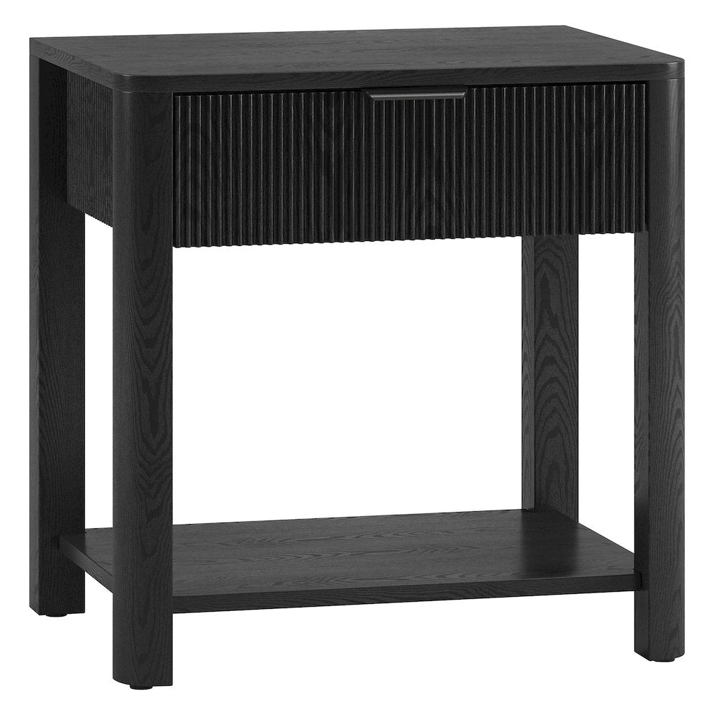 Henn&Hart 24" Fluted Modern Wooden Rectangular Nightstand, Side Table with a