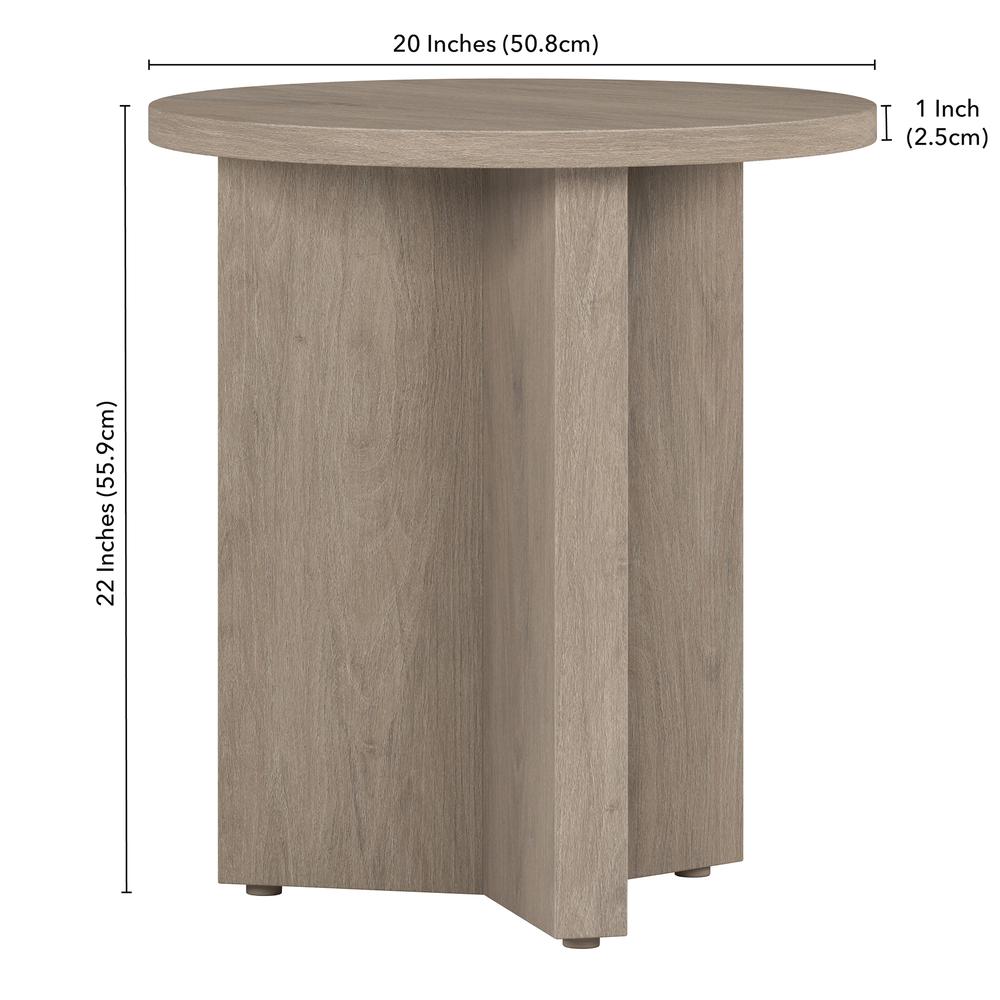 Anders 20" Wide Round Side Table in Antiqued Gray Oak