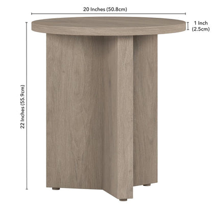 Anders 20" Wide Round Side Table in Antiqued Gray Oak
