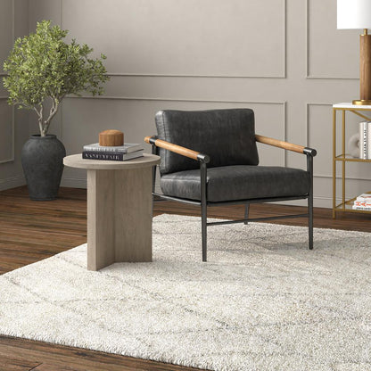 Anders 20" Wide Round Side Table in Antiqued Gray Oak