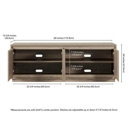 Presque Rectangular TV Stand for TV's up to 80" in Gray