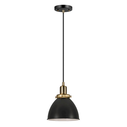 8" Two-Toned Pendant Light Fixture with Black Shade and 8' Cord, Ebony/Gold