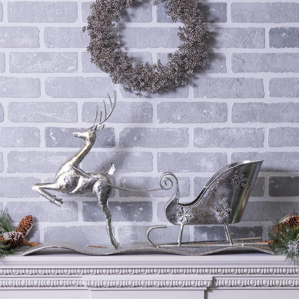 Reindeer w/Sleigh 25.5"L x 17"H Iron