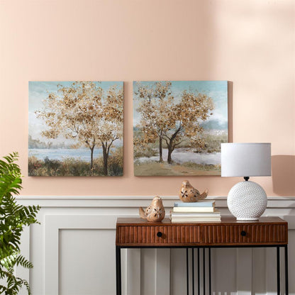 Tree Print (Set of 2) 24"SQ MDF/Fabric