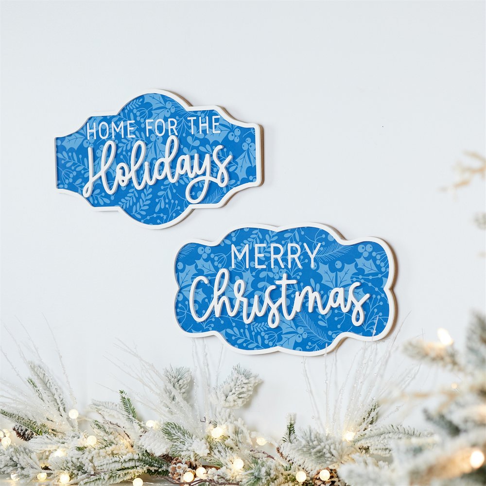 Wood Christmas Sentiment Sign (Set of 2)