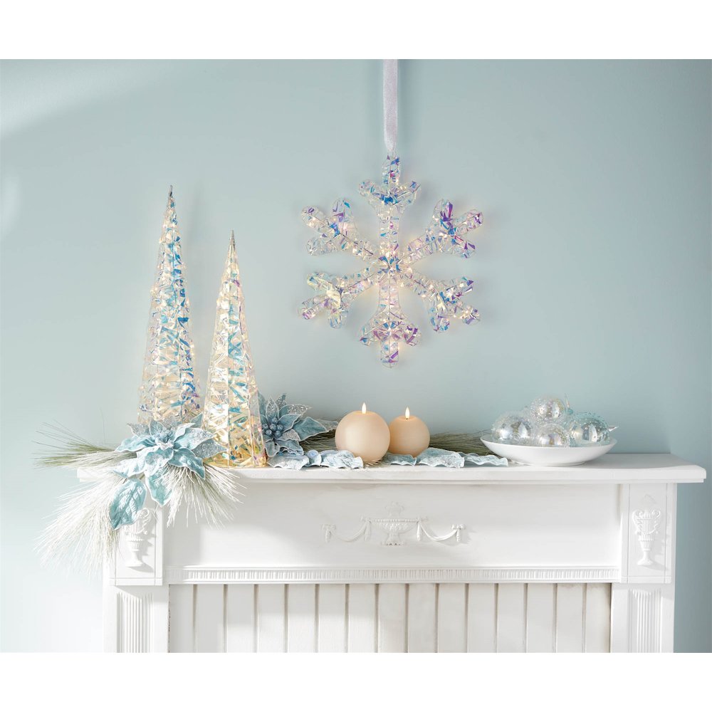 Iridescent LED Hanging Snowflake (Set of 2)