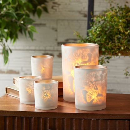 Set of 3 Silver & Gold Glass Votive Candle Holders