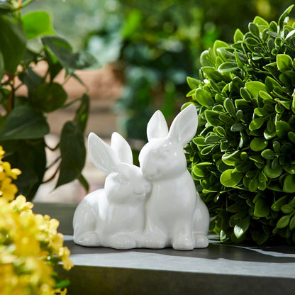 Ceramic Mini Garden Bunny Couple (Set of 4)