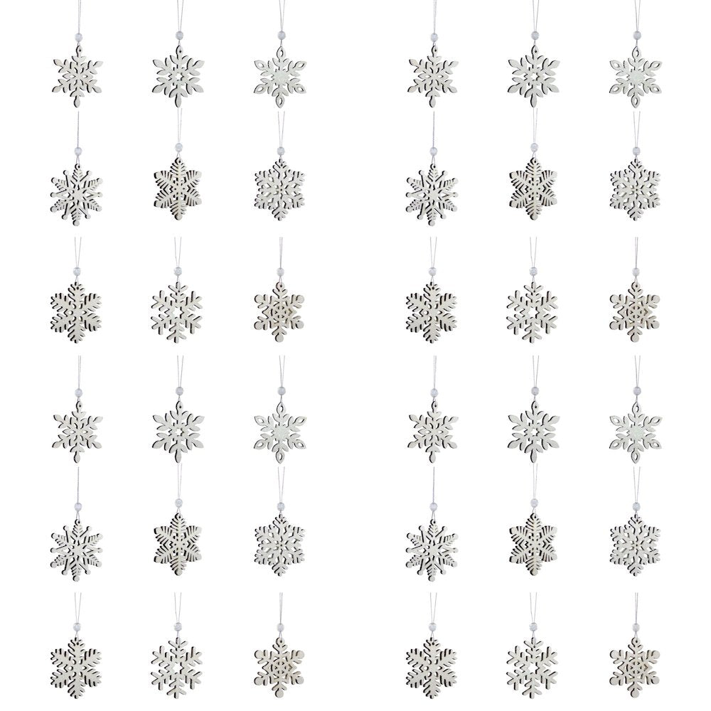 Snowflake Ornament (2 Boxes of 18) 2.5"D Wood