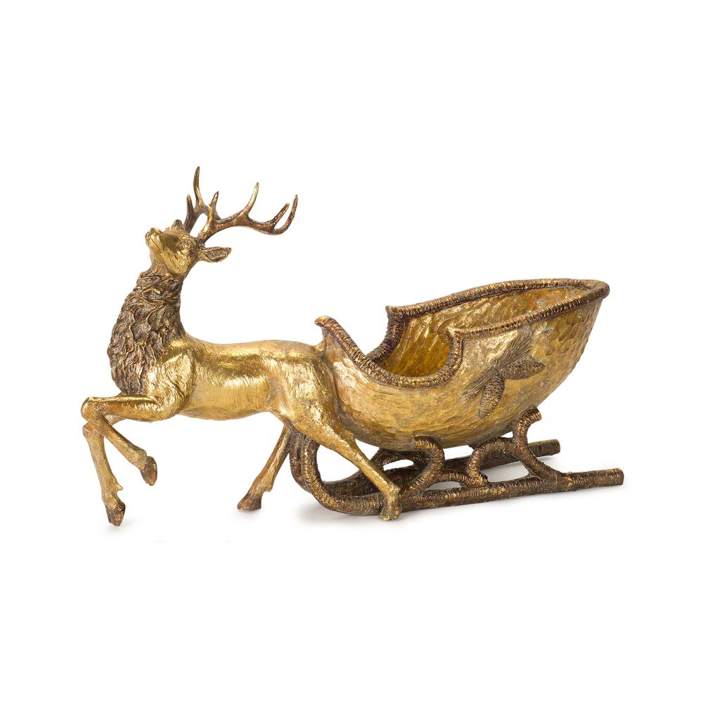 Deer with Sleigh 19"L x 11"H Resin