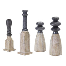 Candle Holder (Set of 4) 8.75"H, 9.25"H, 11.5"H, 13.25"H Resin/Stone Powder