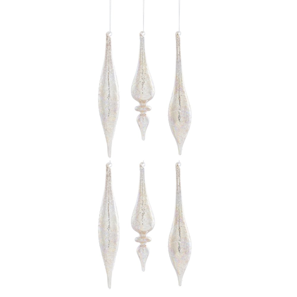 Drop Ornament (Set of 6) 9"H, 10"H, 10.25"H Glass
