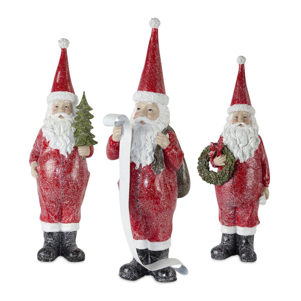 Santa (Set of 3) 14"H, 16"H, 18.5"H Resin