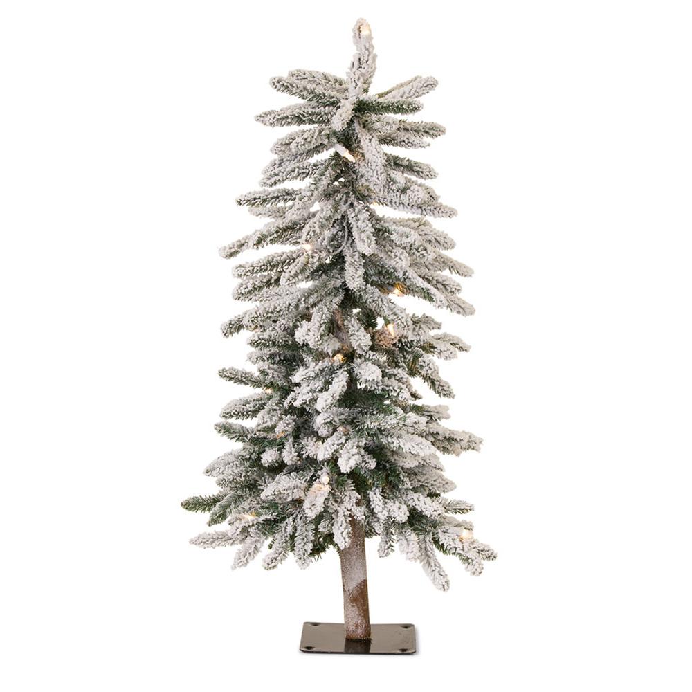 Flocked Alpine Tree 3'H PVC/Metal