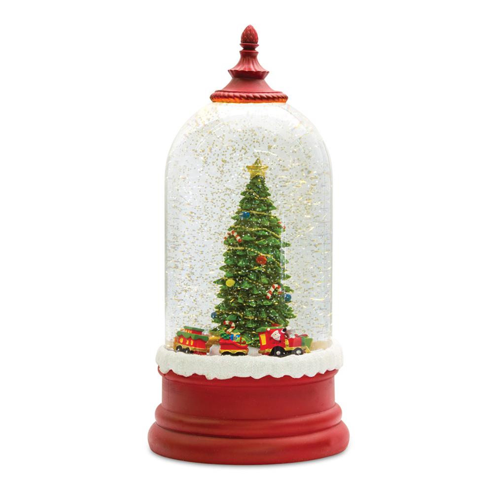 Snow Globe w/Tree 10.5"H Plastic 6 Hr Timer 3 AA Batteries