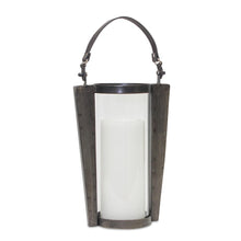 Candle Holder 8.5"W x 13.75"H (18"H includes handle) Iron/Glass