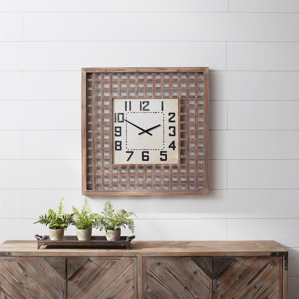 Clock 29.5"SQ Wood/MDF