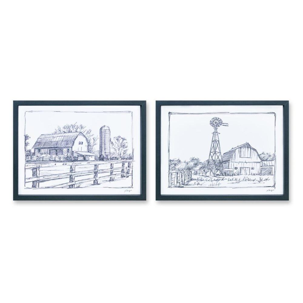 Barn Print (Set of 2) 15.75"L x 12"H MDF/Paper
