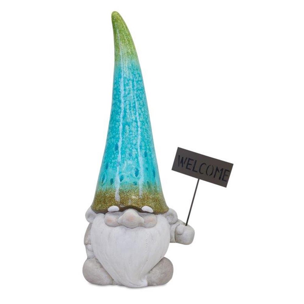 Gnome with Welcome Sign 24"H Magnesium