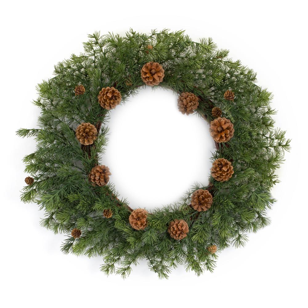 Pine Wreath w/Pine Cones Green Plastic, 83568DS