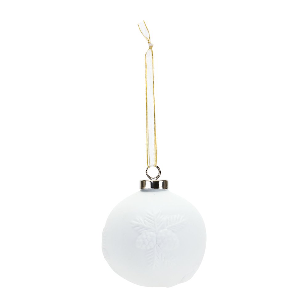 Pine Cone Ball Ornament (Set of 6) 3"D Porcelain