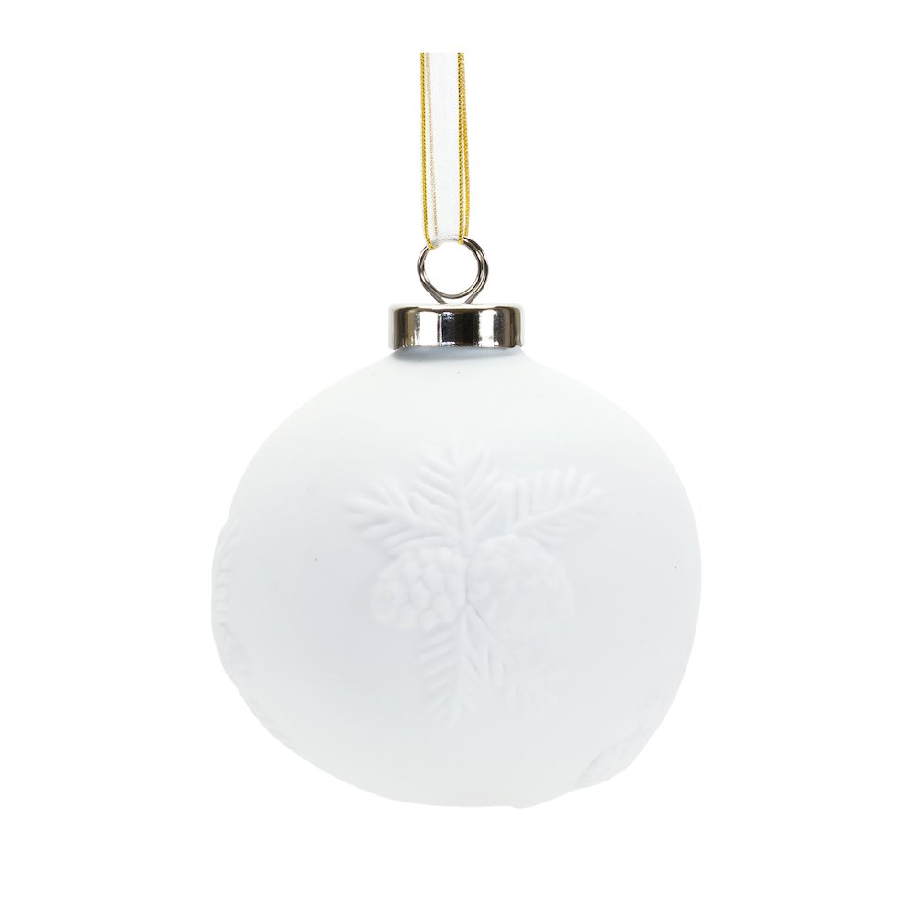 Pine Cone Ball Ornament (Set of 6) 3"D Porcelain