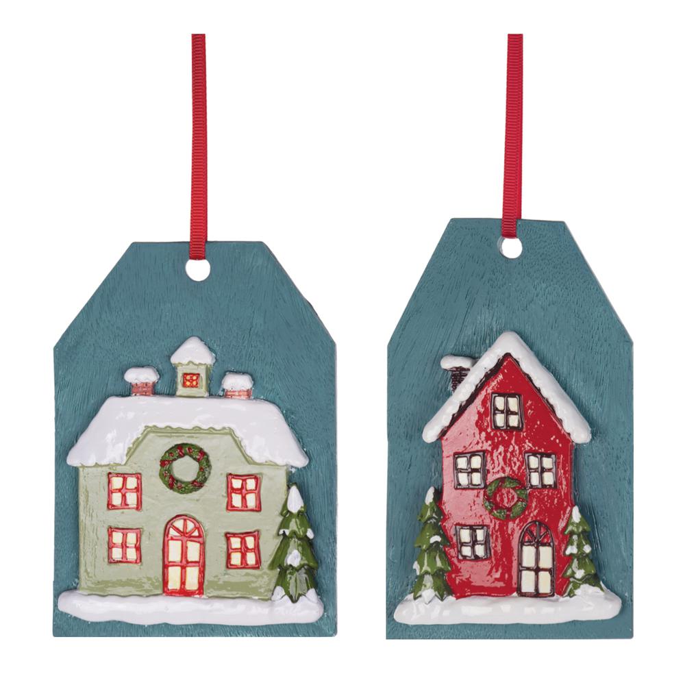 Tag Ornament (Set of 6) 5"H, 5.5"H Resin