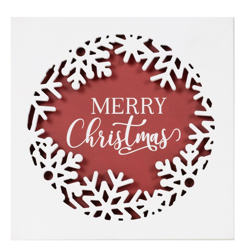 Merry Christmas Plaque 12"SQ MDF/Wood