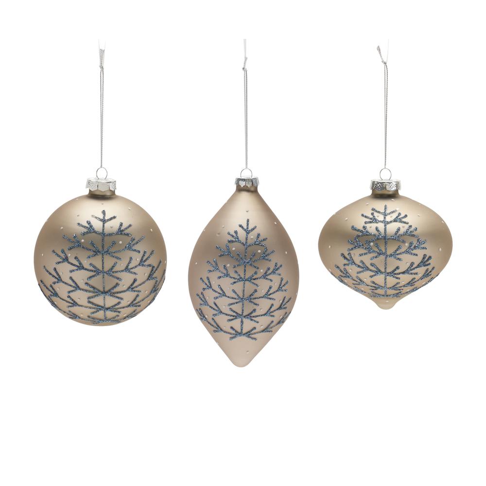 Ornament (Set of 6) 4"H, 4"H, 6.25"H Glass