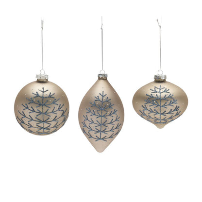 Ornament (Set of 6) 4"H, 4"H, 6.25"H Glass