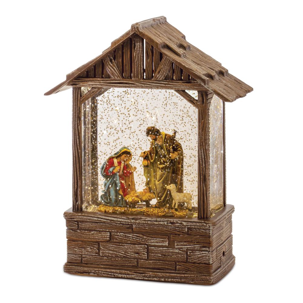 Snow Globe Holy Family 8.25"H Plastic