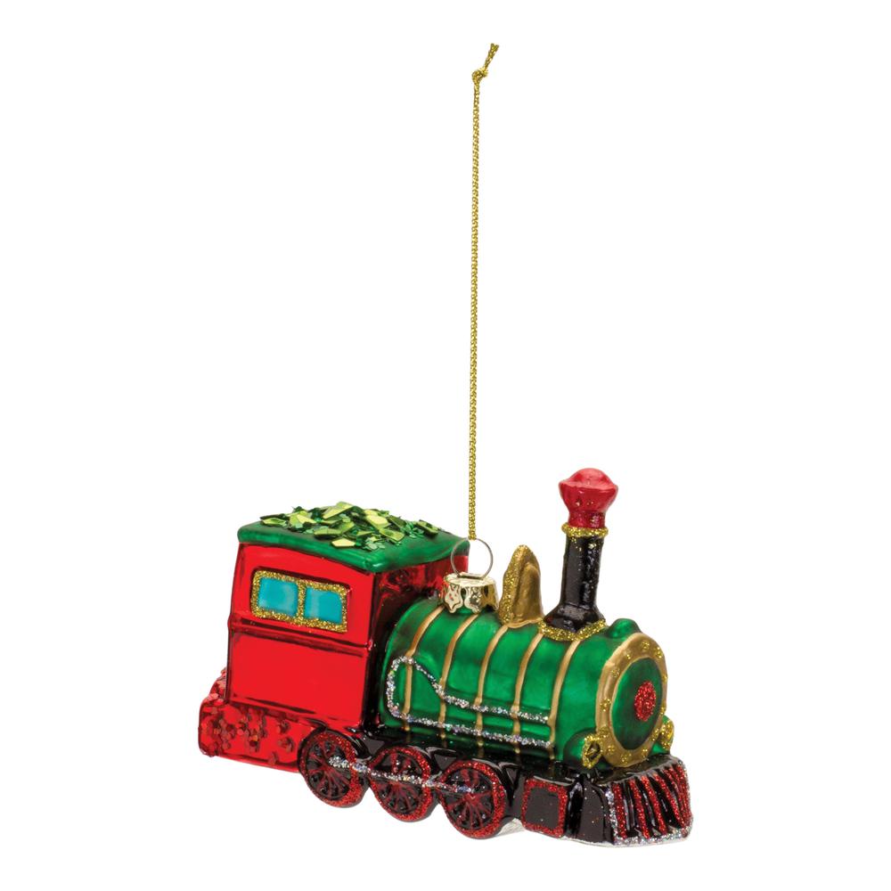 Train Ornament (Set of 6) 4.25"L x 3"H Glass