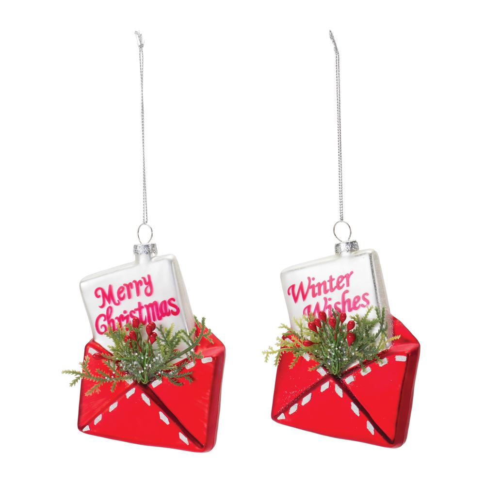 Envelope Ornament (Set of 12) 5"H Glass